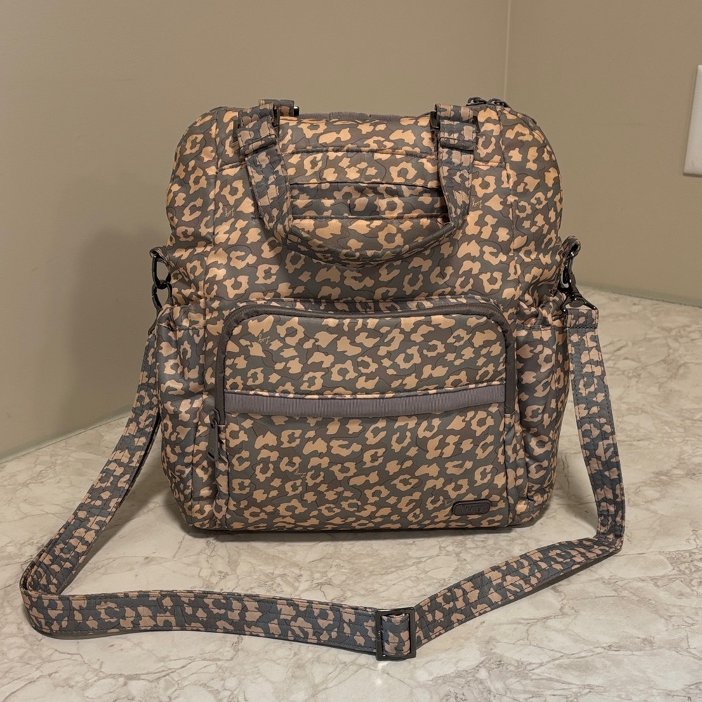 Lug Canter Leopard Pearl Convertible Tote Backpack EUC